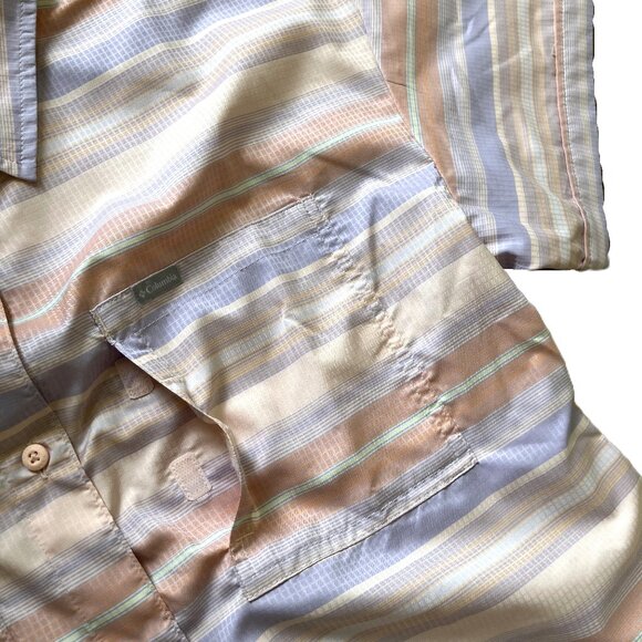 Columbia Silver Ridge Short Sleeve Shirt Omni-Shade Utility Pocket Pink Stripe - Picture 4 of 8